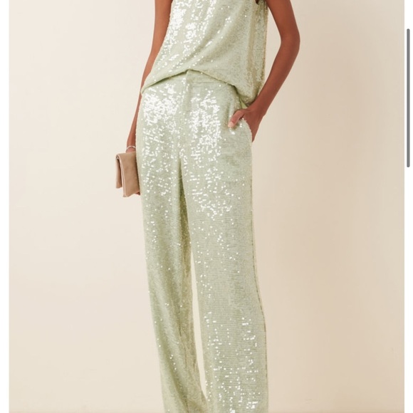 La Pointe Sequin Embellished Light Green (Mint) Pants Size 2 - Picture 5 of 9